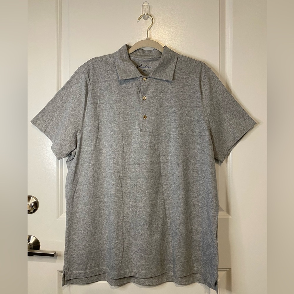 Stenstroms Mens Size XXL Short Sleeve 3 Button Cotton Polo Shirt Gray